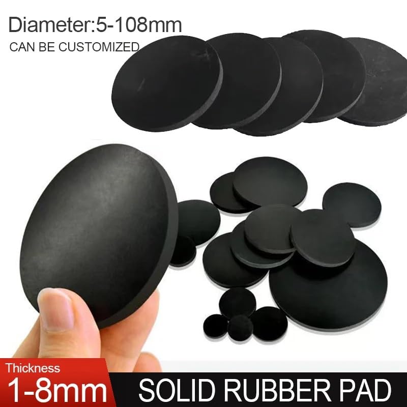 Almohadilla de junta de goma sólida, arandela redonda negra de 5-108mm de diámetro exterior de 1-8mm de espesor, 10 Uds.(Dia 80mm 10pcs,Thickness 8mm)