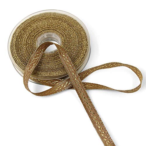 Viktor 3/8" Gold Lurex And Cotton Jacquard Military Trim, Made In Italy, Sold By The Yard #TOP19
