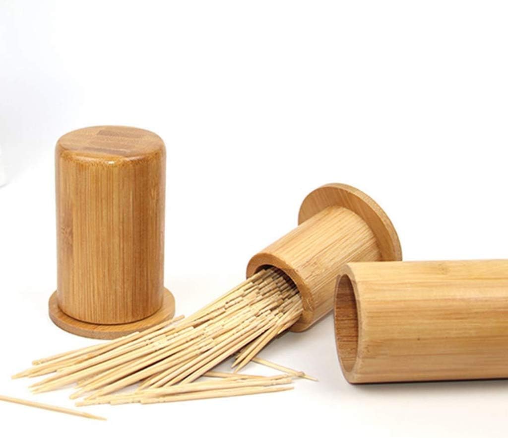 Natural Toothpick Box Empty Cylindrical Restaurant Storage