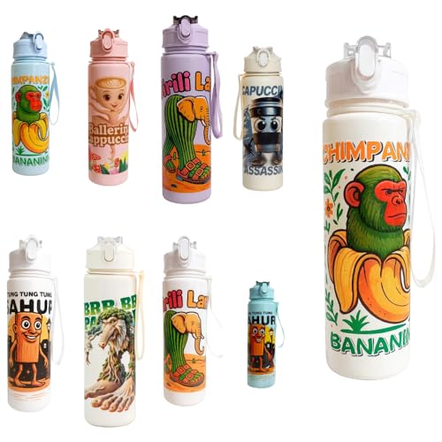 Jamaah Everyday Essentials Kids Novelty Cartoon Water Bottle – Fun Meme Style Design - White Chimp