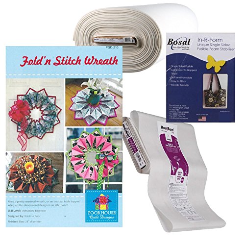 Fold ‘N Stitch Wreath Kit: Pattern, Fusible Web, Foam Stabilizer (For 4 Wreaths) #TOP24