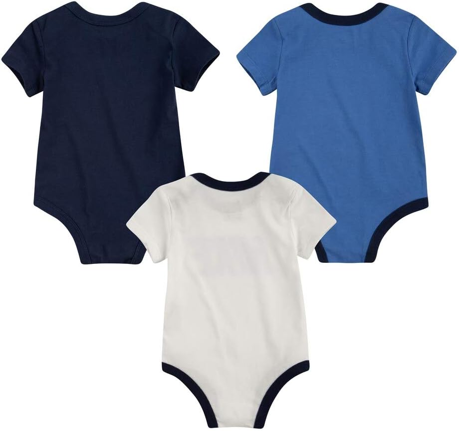 Nike Jordan Baby Assorted Bodysuits 3 Pack (Mountain Blue(56E779-C53)/White-, 9 Months)