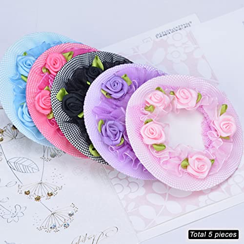 Iriirio 5Pcs Colored Hair Nets Hair Snood Flower Edge Elastic Band Bun Cover For Ballet Dancer Skating Gymnastics Performance Dancers Hair Accessories #TOP1