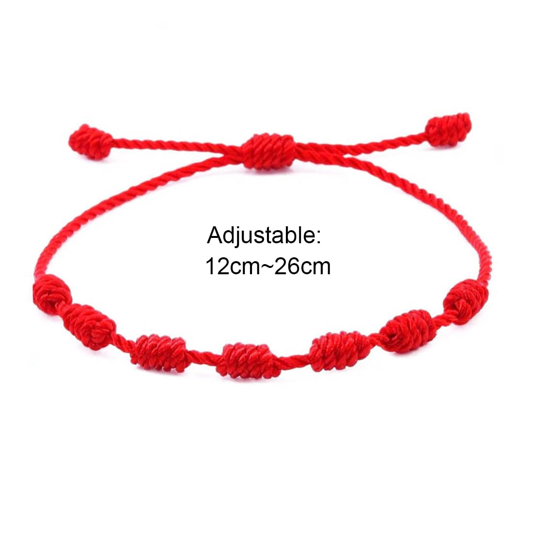 cotigo Armband 7 knopen rood met stalen amulet - geluk en
