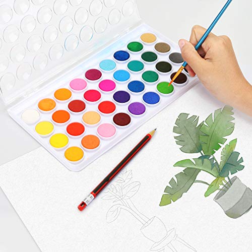 36 Colors Watercolor Paint Set with 12 Brushes, FUBARBAR Water Color Art Painting Drawing Supplies for Kids, Children, Artists, Adults, Beginners Pan Acrylic Non-Toxic - Thumbnail 7