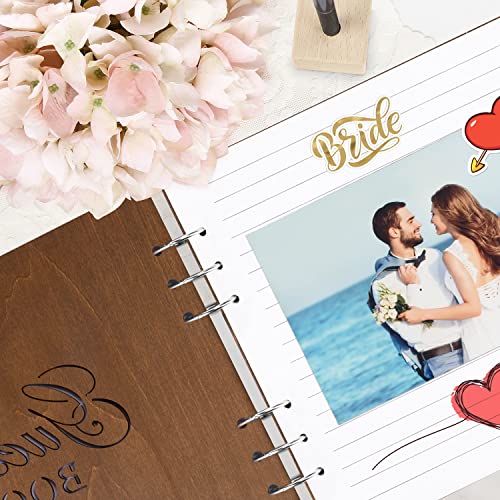 Creawoo Wooden Wedding Guest Book Reception Sign In Photo Album With Table Sign, Pen & Holder, Hardcover Memory Registry Guestbook With 90 White Pages For Baby Shower, Birthday, Bridal Shower, Wedding #TOP1