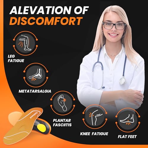 Bukihome Work Boot Insoles for Construction & Standing All Day - Heavy Duty Orthotic Shoe Inserts with Shock Absorption, Arch Support & Fatigue Reduction Durable Support Fits Work Boots -S — view 2