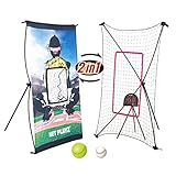 NET PLAYZ Smart Baseball Trainer Combo with 1 Set Sport Radar, Pitchback Rebounder Net and Pitching Target Panel with Carry Bag/1 Pc Baseball and Softball Included, Black, ODIS-27