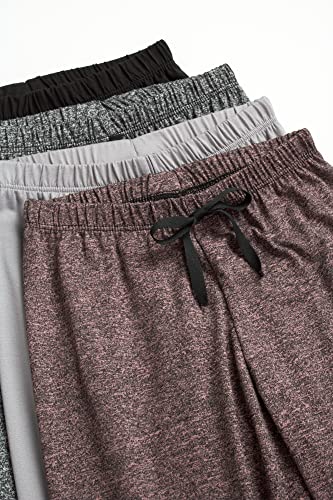 Sweet Hearts Girls' Sweatpants - 4 Pack Super Soft Athletic Performance Jogger Pants (7-16), Size 7-8, Black/Grey/Charcoal/Pink Space-Dye #TOP4