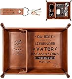 Belillpipi Papa Geschenk Geburtstag, PU-Leder Ablage Tablett Papa, Schlüssel Organizer Geburtstagsgeschenk für Papa Geschenk Geburtstag Vater Schlüsselschale Vatertagsgeschenk