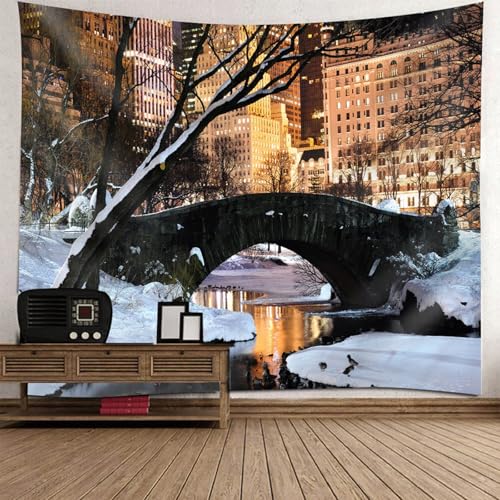 Tapisserie murale paysage de ville nuit pour creer un cocon cosy dans votre chambre