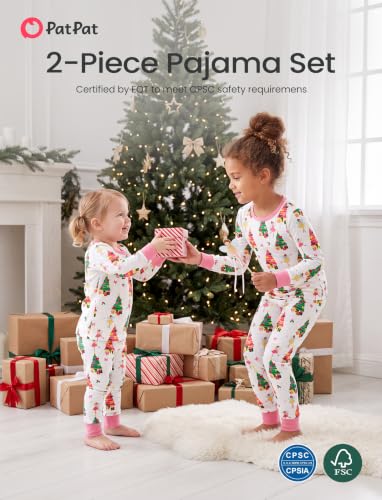 Image of PATPAT Toddler & Kids Pajama Sets with Bamboo Viscose, Snug Fit Pjs for Girls, All-Season Comfort Sleepwear, Ages 2-12 Years