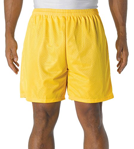 A4 Adult Comfort 7" Lined Tricot Mesh Wicking Short, Gold, XX-Large