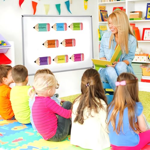 image for Maniaacer 64 PCS Colorful Pencils Cutouts Pencil Name Tags Classroom P