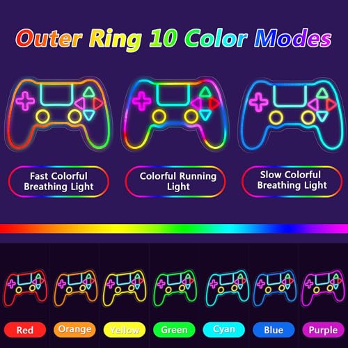 Image of Qusea Gamer Neon Sign Gamepad Shaped RGB LED Neon Lights Gaming Sign USB Powered Game Gift for Boys Bedroom Gamer Room Wall Decor