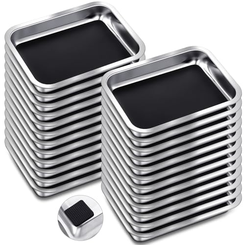 Image of Conelist 24 Set 10.2 x 7.5 Inch Stainless Steel Dissection Pan with Wax and Rubber Nonslip Mat, Reusable Classroom Dissecting Pan, Laboratory Tray for Biology Lab, Science Education Supplies (Black)