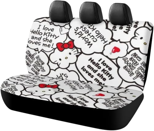 ハローキティ アニメ カーシートカバー 車シートカバー 後部座席用 シート保護 おしゃれ カー用品 軽/普通車 汎用 後席クッションカバー キャラクター 四季通用