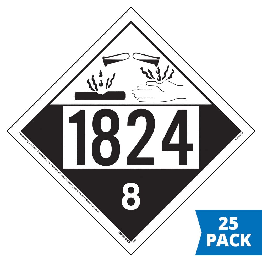 Amazon.com: 1824 Placard, Class 8 Corrosive 25-pk. - 10.75