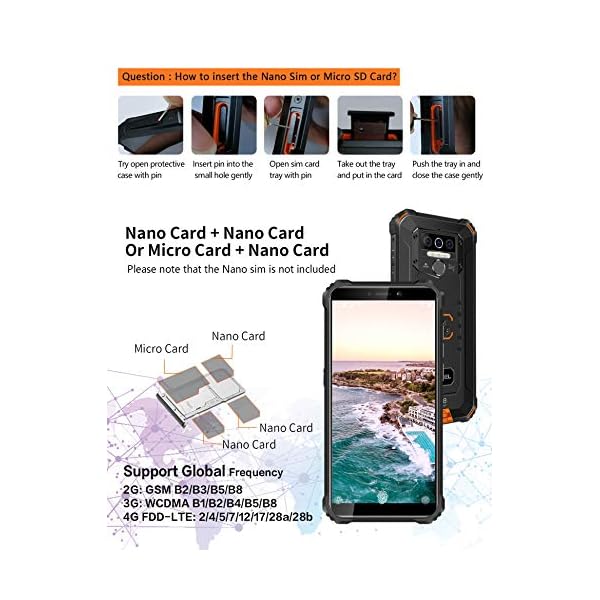 OUKITEL WP5 Pro Rugged Cell Phone Unlocked, 4GB +64GB 8000mAh Android 10 Smartphone IP68 Waterproof 5.5" HD+ Triple Camera Global Version 4G LTE GSM AT&T T-Mobile Metro PCS Face ID Fingerprint