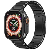 純チタン製 Zumyzu コンパチブル アップルウォッチ バンド 49mm 46mm 45mm 44mm 対応 Apple Watch メタル ベルト Ulrta 3/2/1 Series 11/10/9/8/7/6/5/4 超軽量 工具不要で長さ調節可能 iWatch 交換ベルト ブラック