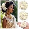 Zeyune 3 Pack Indian Hair Accessories Artificial Scented Jasmine Gajra for Women Bride Traditional Jasmine Hair Accessory Mogra Gajra for Hair Bun Bracelet for Wedding Daily Wear(Classic)