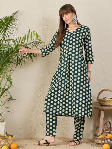 Image of INDO ERA Women's Silk Blend Embroidered Zari Work Straight Kurta & Pant Set | Cord Set For Women