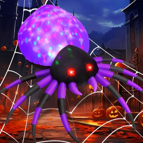 Image of GOOSH 5 FT Width Halloween Inflatable Spider Outdoor Decoration with Magic Light, Blow Up Yard Inflatables Holiday Inflatables for Outdoor Yard Garden Lawn Decor