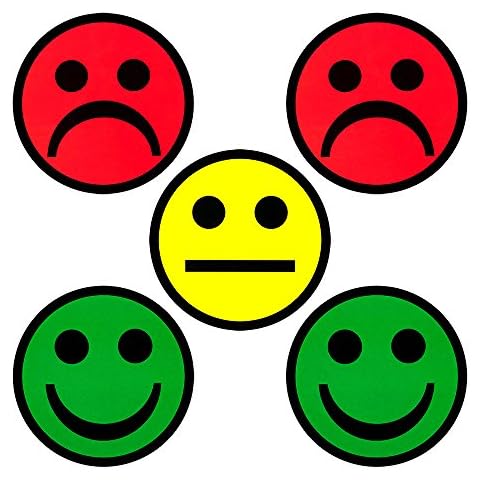 5 Smiley Magnets - Mix Package - 2 Green, 2 Red and 1 Yellow - 2 Inch - Whiteboard Fridge Magnets Cover