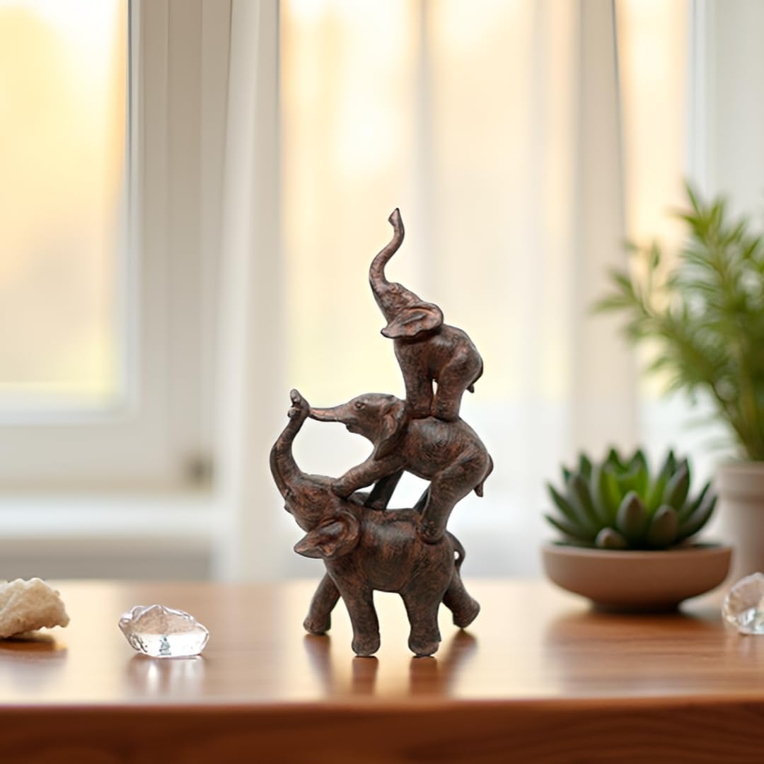 Sculpture éléphant Mère Et Bébé En Résine Polystone - Dimensions XXL (50x63cm) - Occasion