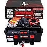 Warrior Winches Portable 12v Electric Winch 4,000lbs - ATV/UTV Winch with Synthetic Rope, Easy to Carry, No Installation – Ideal for Truck, Off-Roading, Utility Tasks, Trailer Winch