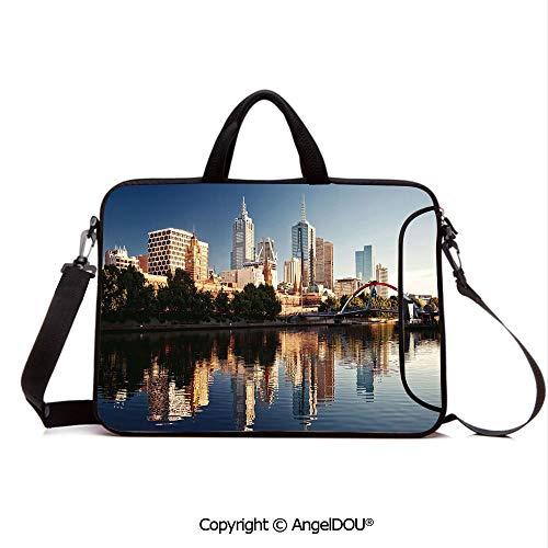 AngelDOU Laptop Sleeve Notebook Bag Case Messenger Shoulder Laptop Bag Idyllic View of Yarra River Melbourne Australia Architecture Tourism Compatible with MacBook HP Dell Lenovo Dark Blue Ivory DAR
