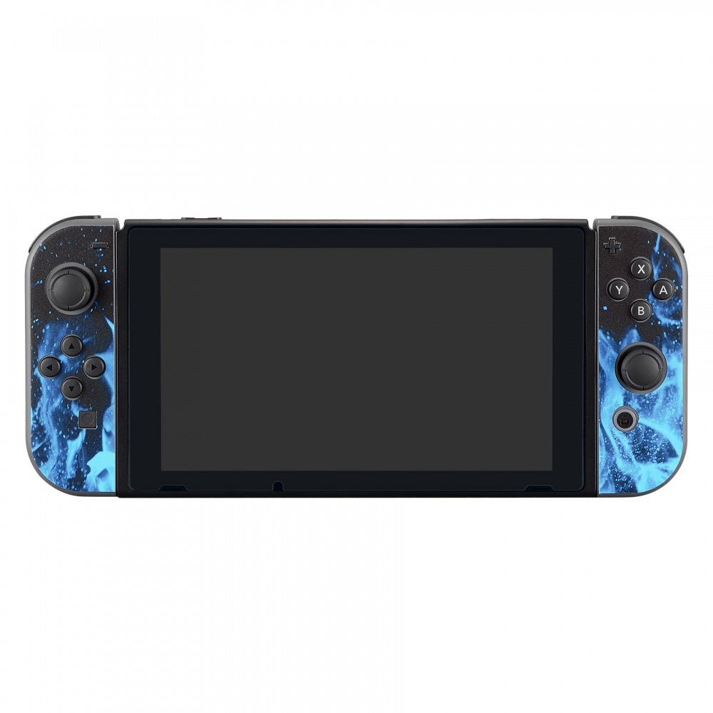 eXtremeRate Full Set Faceplate Skin Decal Stickers for Nintendo Switch with 2Pcs Screen Protector (Console & joy con & Dock & Grip) - Blue Flame — view 8