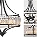 3WWWUEE Modern Black Crystal Chandelier, 20 Inch Large Ceiling Pendant Light Fixture with 50'' Adjustable Hanging Chain, 5-Light Farmhouse Chandelier for Dining Room, Living Room, Bedroom, Entryway