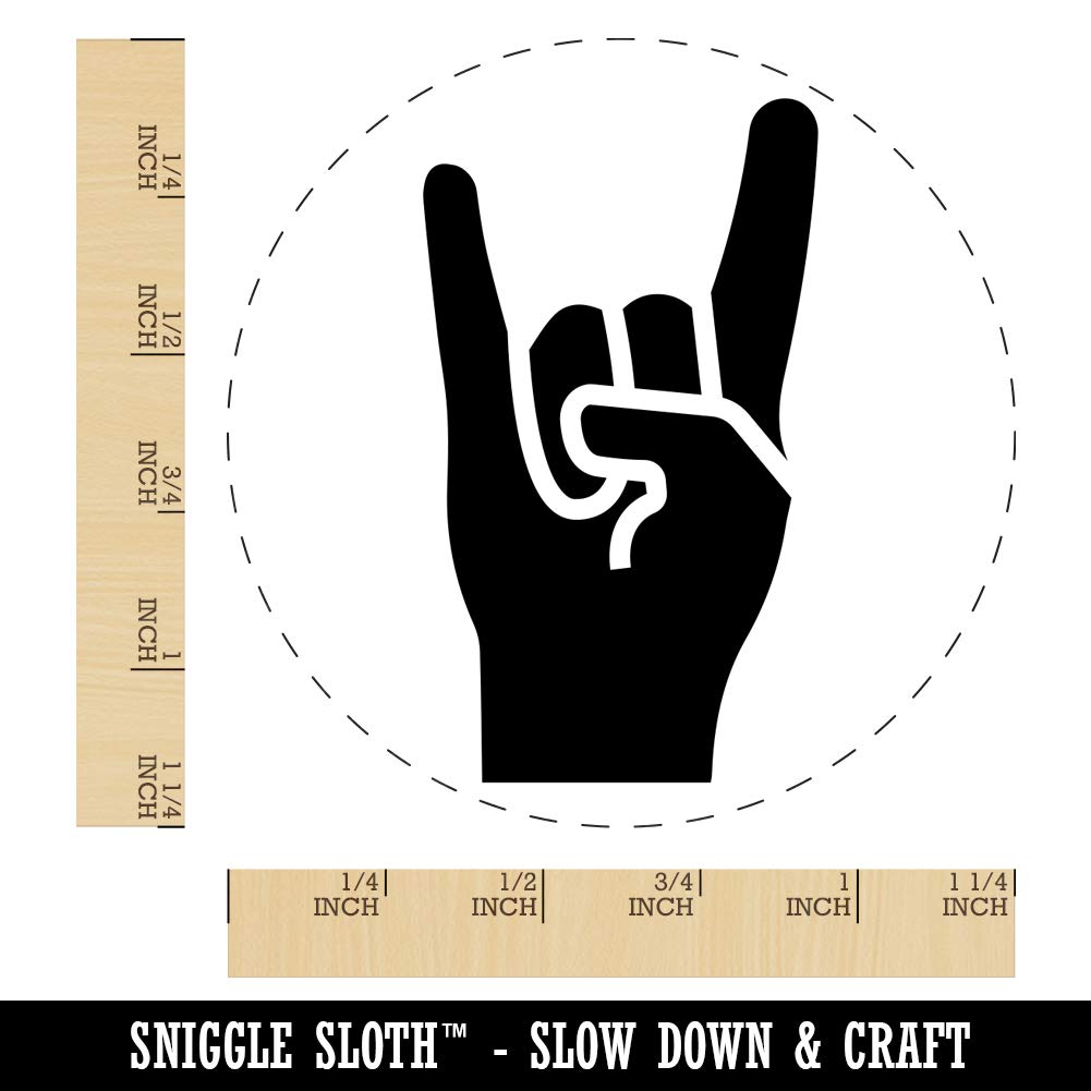 Sign of The Horns Rock and Roll Hand Gesture Rubber Stamp for Stamping Crafting Planners - 1-1/4 Inch Large