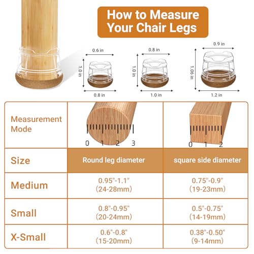 yomanta Chair Leg Floor Protectors 24PCS,Silicone Felt Furniture Leg Cover,Furniture Feet Protectors Pads,Protect Floors from Scratches,Reduce Noise -Round - Image 2