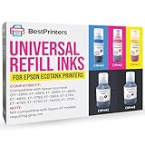 Universal Ink Refill Bottles - Compatible with Epson ET 4 Color Printer, Dye Based Ink