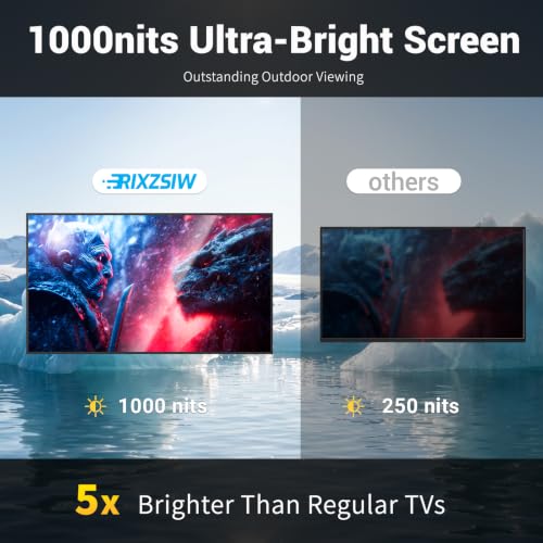 Image of 55 Inch Outdoor TV, Smart TV IP55 Waterproof Outside TVs, 1000 Nits 4K UHD, Outside Television WebOS 25 Voice Control with Dolby Atmos for Covered Patio, Backyard & Poolside