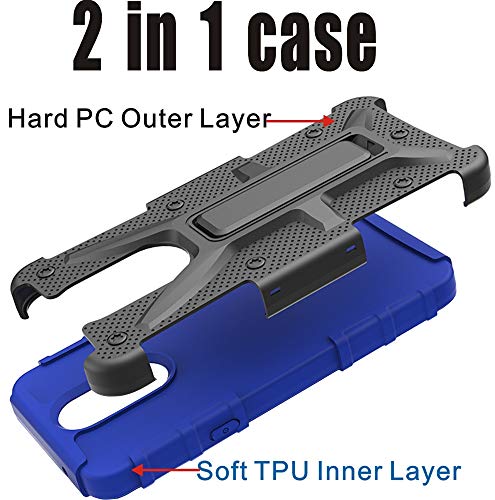 Hnhygete Lg K40 Phone Case, Lg K40 Case, Dual Layer Heavy Duty Non Slip (Shockproof) Bumper Rugged Support Protective Cover Lg K40/Lg Harmony 3/Lg Solo Lte (Blue) #TOP5