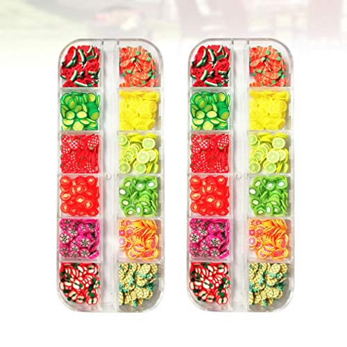 PIXNOR 2 Caixas de Fatias da Arte Do Prego Padrão de Frutas Fatias de Unha Arte de Unha Slime Suprim
