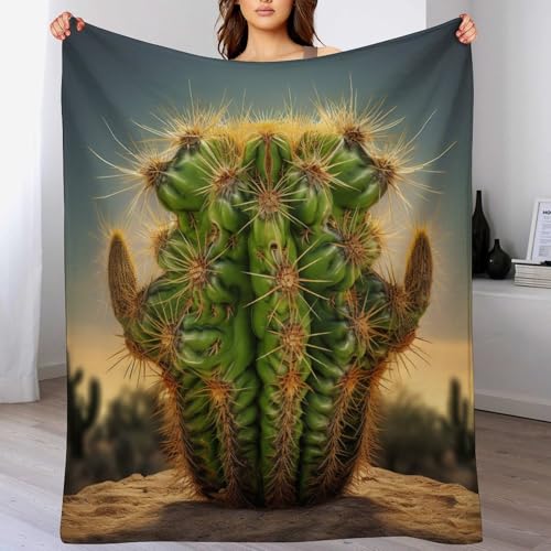 Plaid canape chaud cactus 150x200 pour soiree cocooning reussie - 2