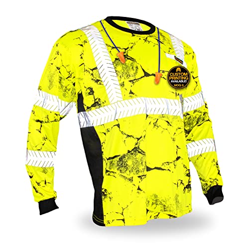 KwikSafety - Charlotte, NC - Uncle Willy's Wall Long Sleeve Safety Shirt - Limited Edition Camo - Class 3 ANSI OSHA Hi Vis Gear/Yellow Black XL