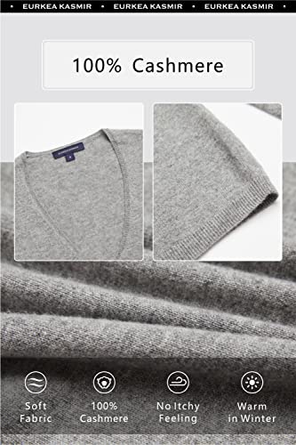Image of EURKEA Women's V Neck 100% Cashmere Sweater, Long Sleeve Pullover, Winter Top for Women, Gifts Ready