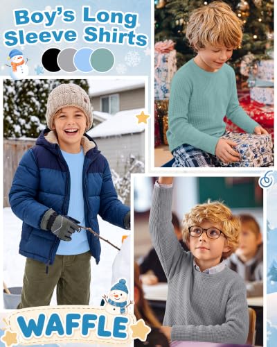 Image of 4 Pack Boys Long Sleeve Waffle Shirts