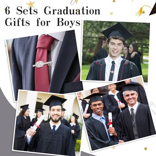 coume 6 sets graduation gifts for students boys compass tie clip with card the direction of your dream tie clips class of 2024 high school college graduation party group favors