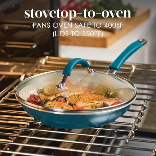 Image of Rachael Ray Cucina Ceramic Nonstick Cookware Pots and Pans Set, 13-Piece, Marine Blue