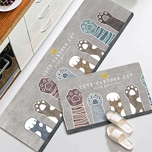 キッチン 廊下マット 滑り止め付 洗える 台所 マット ロングマット 低反発ラグマット 防音 防ダニ 抗菌 防臭 ふわふわ 床暖房対応 手触り良い 絨毯 廊下敷きカーペット キッチンマット 模様 洗える 吸水 45*90CM 敷物 折り畳み