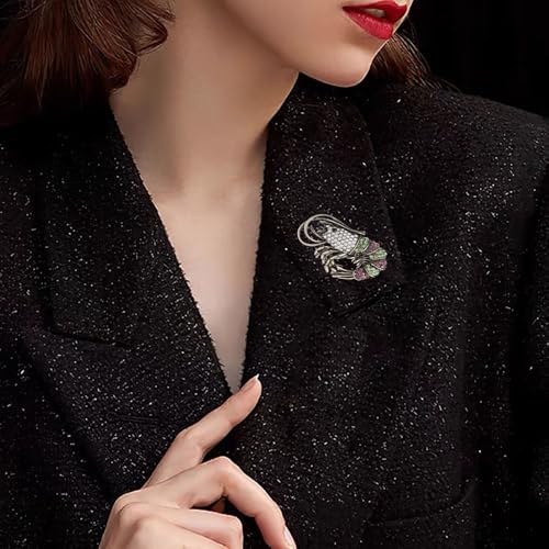 Vintage Blue Rhinestone Lobster Brooch Antique Pins for Women Men Statement Crystal Ocean Animal Brooches Creative Shrimp Lapel Pin Wedding Party Fashion Jewelry Hat Bag Clothes Backpack Badge image 4