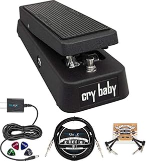 Dunlop GCB95 Cry Baby Standard Wah Pedal Bundle with Blucoil Slim 9V Power Supply AC Adapter, 10' Straight Instrument Cable (1/4