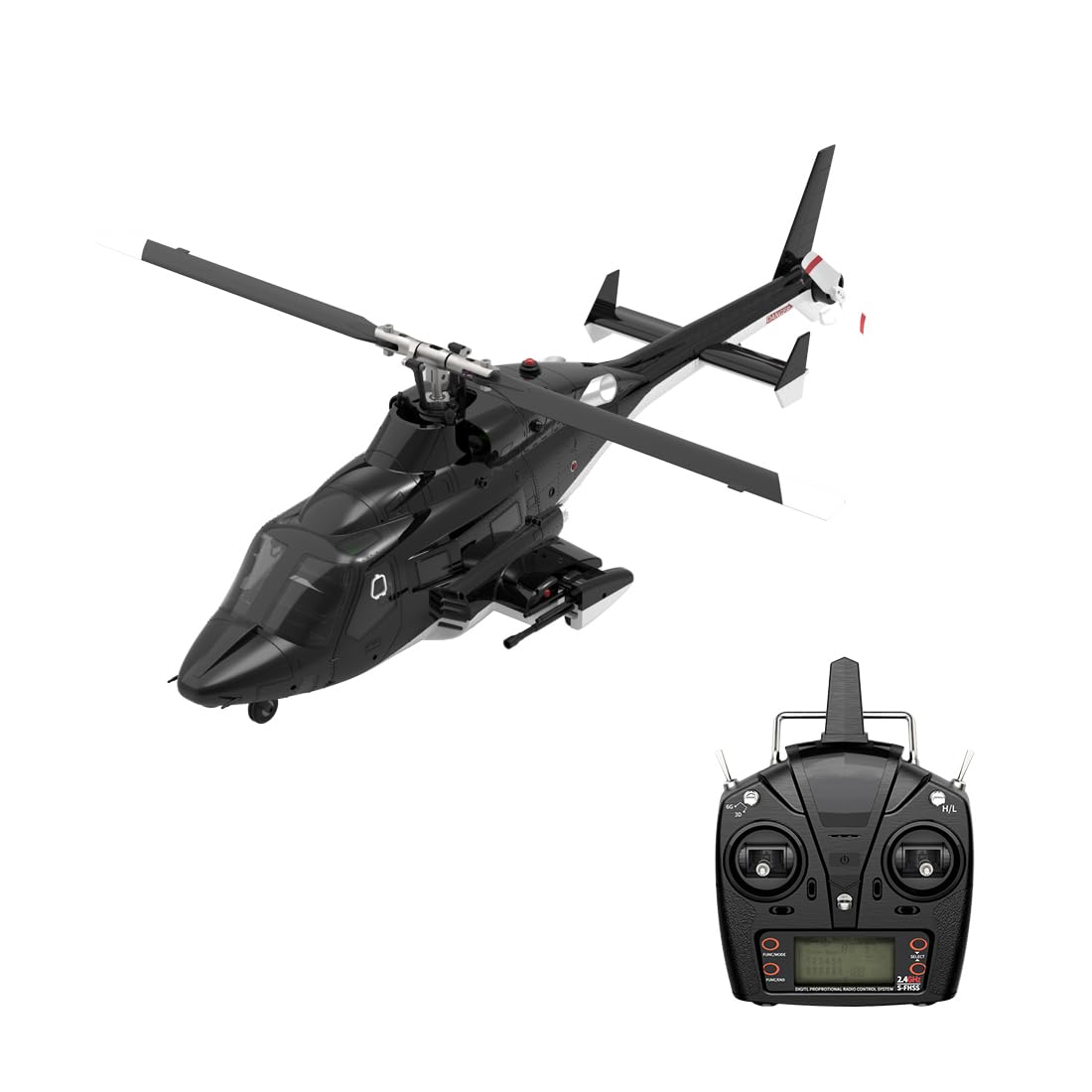 F02-V - Elicottero radiocomandato per esterni con motore senza spazzole, 6CH 6G/3D Gyro per adulti, scala 1/34 con luce LED, portata 120 m