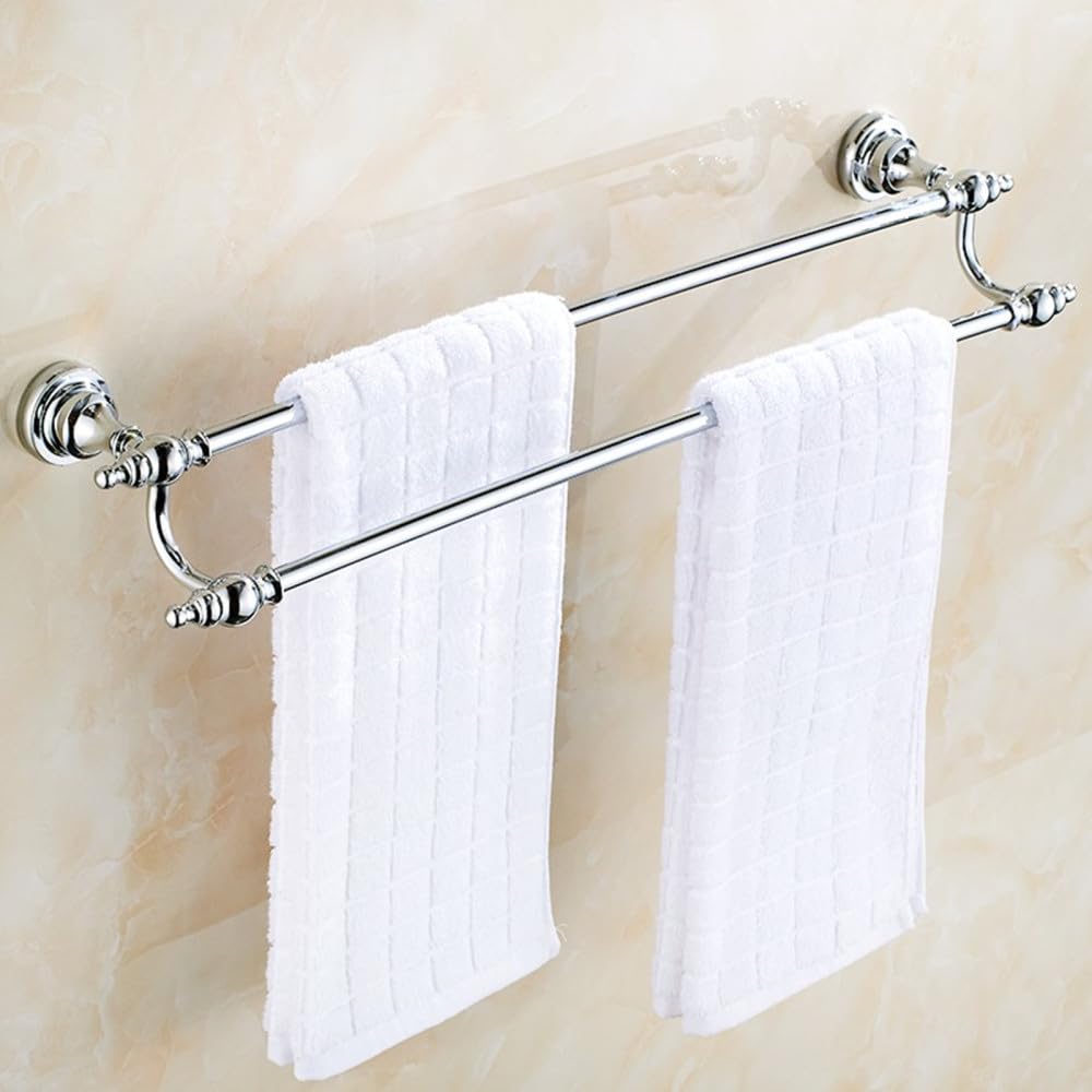 LYGXWJFC Toallero Juego de Accesorios de baño Estante de baño Cromado Pulido Soporte de Papel Soporte para Cepillo de Dientes Toallero Gancho para Bata Accesorios de baño Toallero Doble